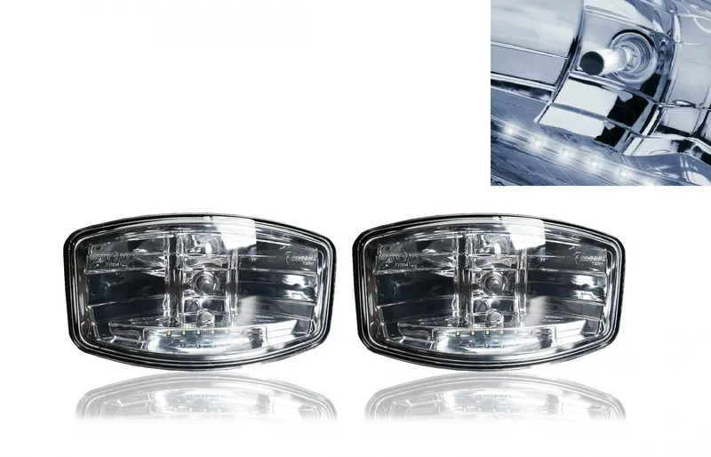 Комплект 2 Броя Халоген, Фар, 265mm X 161mm, 12V 24V, Крушка H7 + 6 LED ЛЕД Диода, За Камион, Трактор, Багер, Земеделски Машини и др. - 0