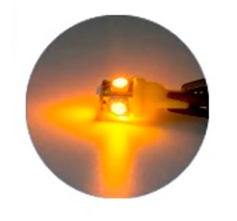 LED Лед Диодни Крушки За Габарит, Т10 W5W, 5 SMD, 12V, Оранжева - 0
