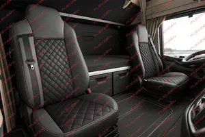 Комплект 1+1 тапицерия от еко кожа за IVECO STRALIS S-WAY 2021 - черно