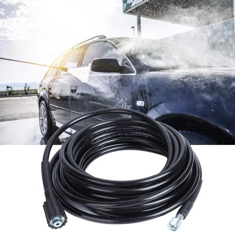 Маркуч за водоструйка с високо налягане - 10 м, M22-14 mm, 400 bar (5800 PSI), до 60°C, гъвкав и устойчив на износване, черен - 0