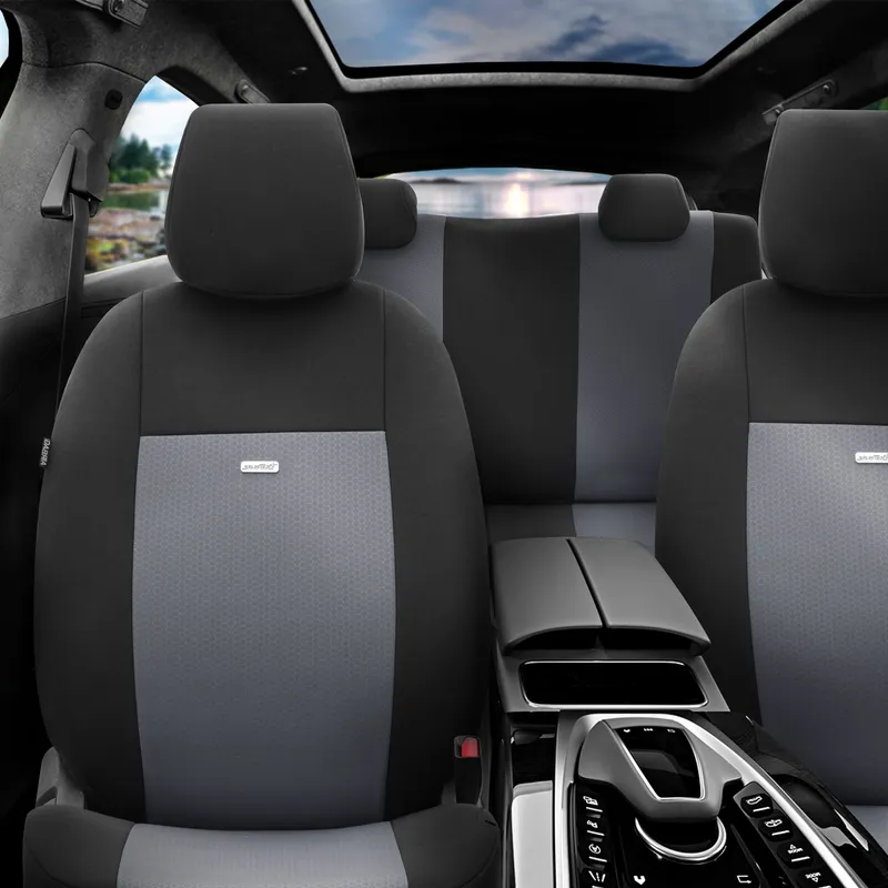 Комплект Тапицерия SelectedFit Flex Design by OTOM текстил – Черно-Светло сиво, за Предни и Задни Седалки - 0
