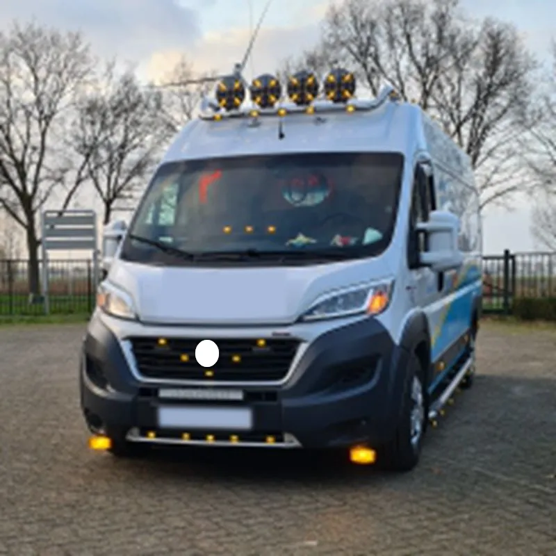 LED Диоден Халоген Фар Бял Оранжев Габарит Ø 218 мм 12V 24V 12 Диода за джип камион трактор багер - 20
