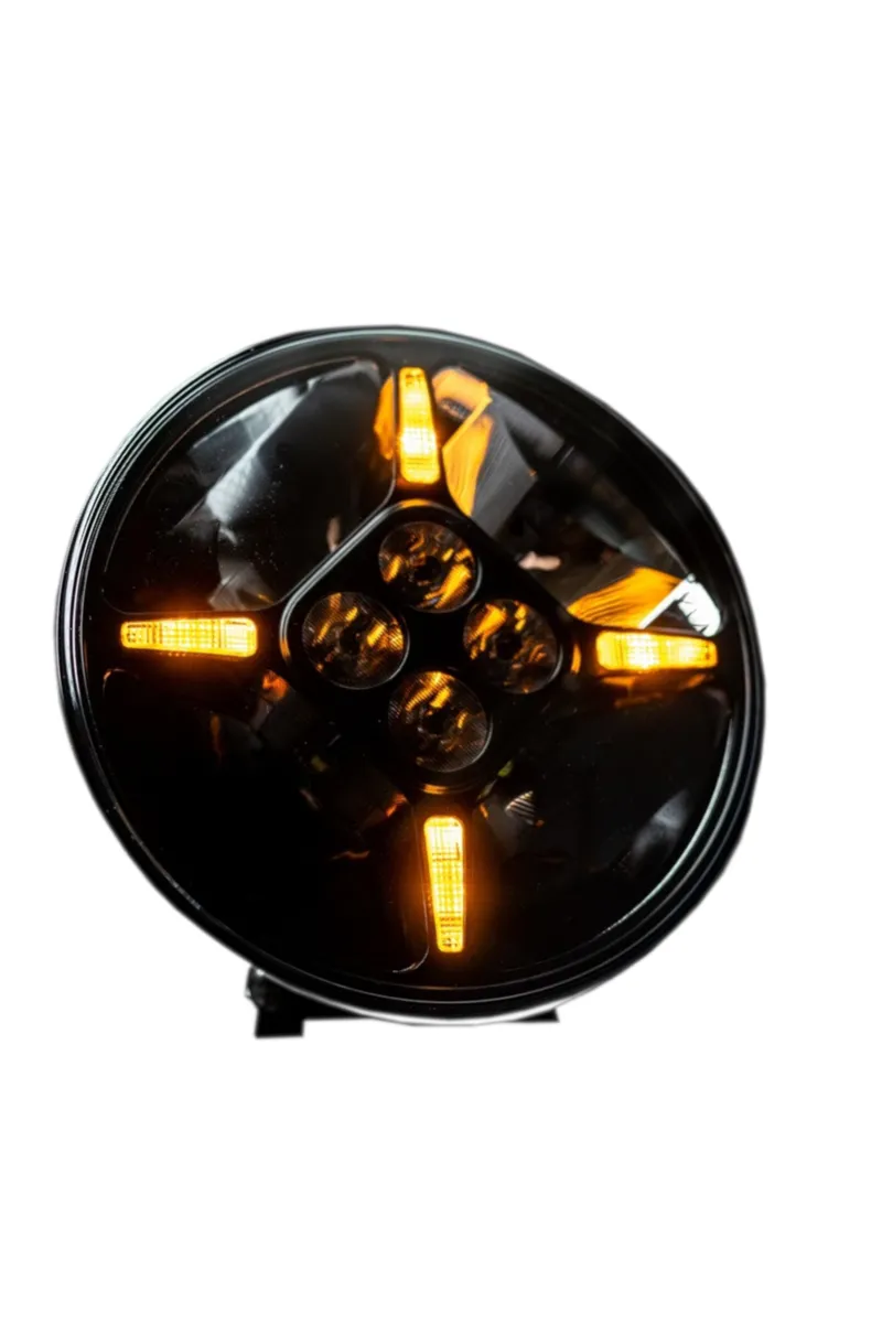 1 брой LED Диоден Халоген Фар с DRL бяло-жълт Ø 218 мм 12V-24V 120W Dark knight За Джип Камион Трактор Багер Земеделски Машини и др. - 1