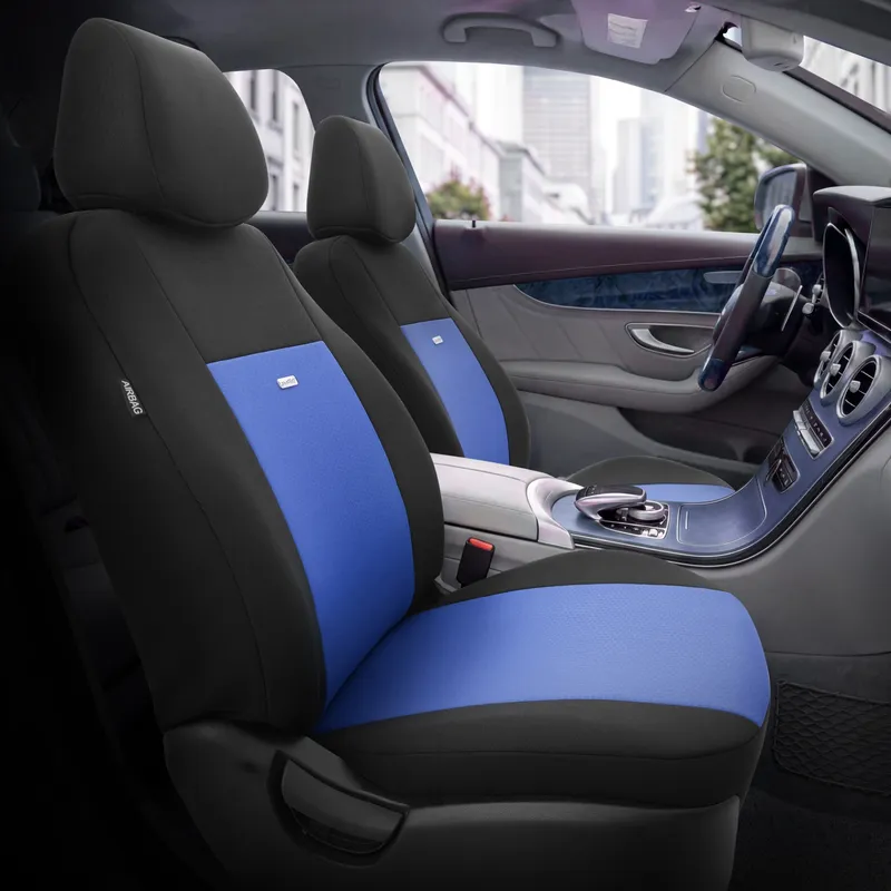 Комплект Тапицерия SelectedFit Flex Design by OTOM текстил – Черно-Синя, за Предни и Задни Седалки - 1