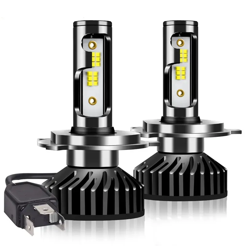 Комплект Умалени Мини LED Диодни Крушки H4 12V 50W 12000lm Mono LED +300% За Фарове Canbus без грешки къси/дълги - 1