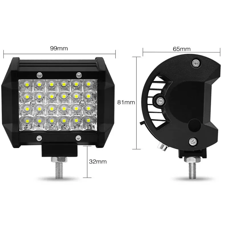 Универсален 72W Лед LED Халоген Фар Работна Лампа 12V - 24V с Насочена Spot Светлина за автомобил офроуд бус ван камион - 1