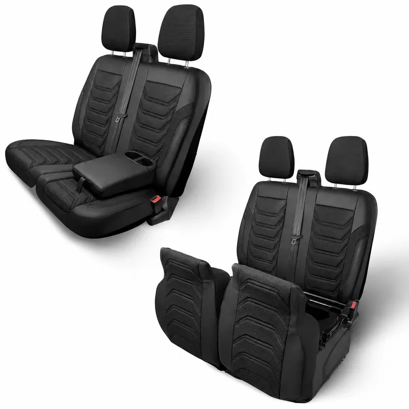 Комплект луксозна тапицерия PANDA за FORD TRANSIT MK8 2014-2023, Еко кожа и текстил, Черно/Сиво - 1