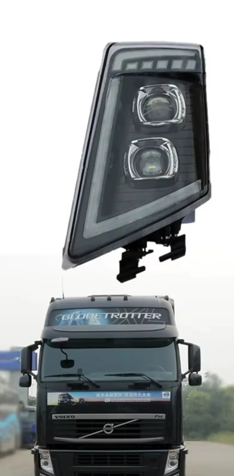Ляв LED диоден преден фар с DRL дневна светлина къси-дълги мигач за камион Volvo FH13 FH16 FM460 FH500 24V OEM: 21035631/21323100 - 1