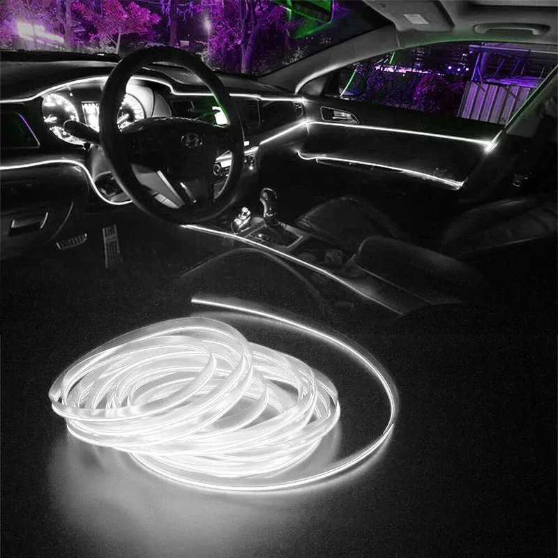 LED ЛЕД Диодна интериорна светеща лента за табло бяла светлина 12V 2м амбиентно осветление - 1