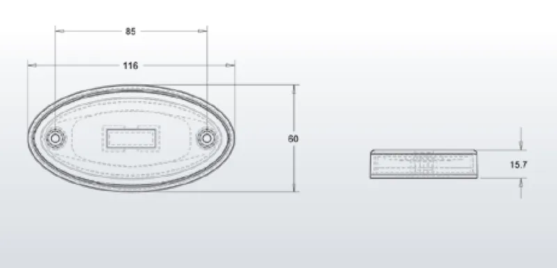 LED Светодиоден Габарит, 116mm x 60mm, Червен, Неон Ефект, Три Функции,12V-24V - 1