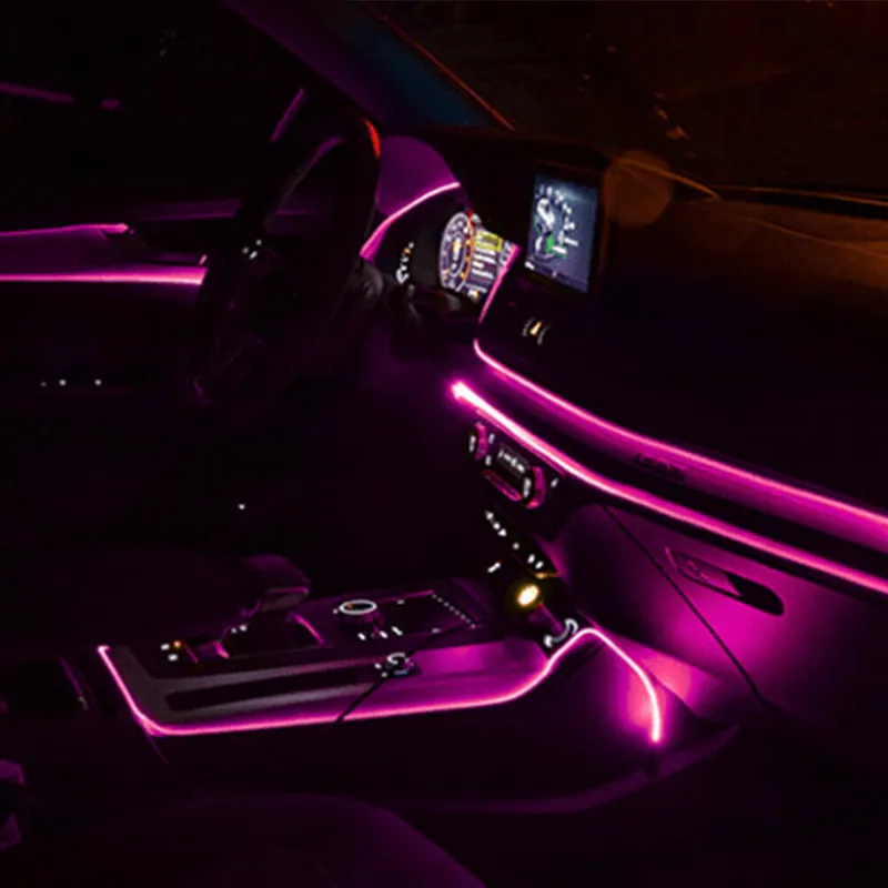 LED ЛЕД Диодна интериорна светеща лента за табло лилава светлина 12V 1м амбиентно осветление - 1