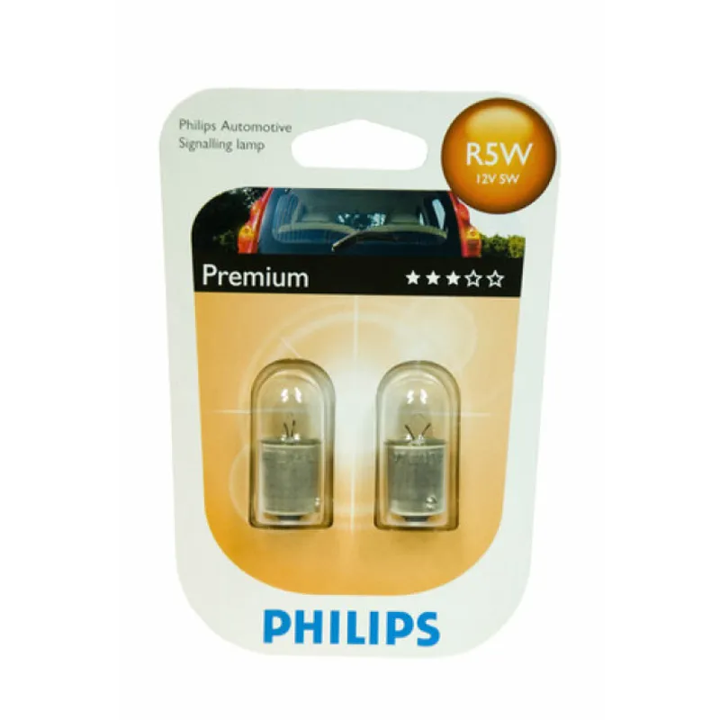 Комплект от 2 броя крушки крушка (R5W) 12V BA15S 5W в блистер бяла светлина Philips - 1