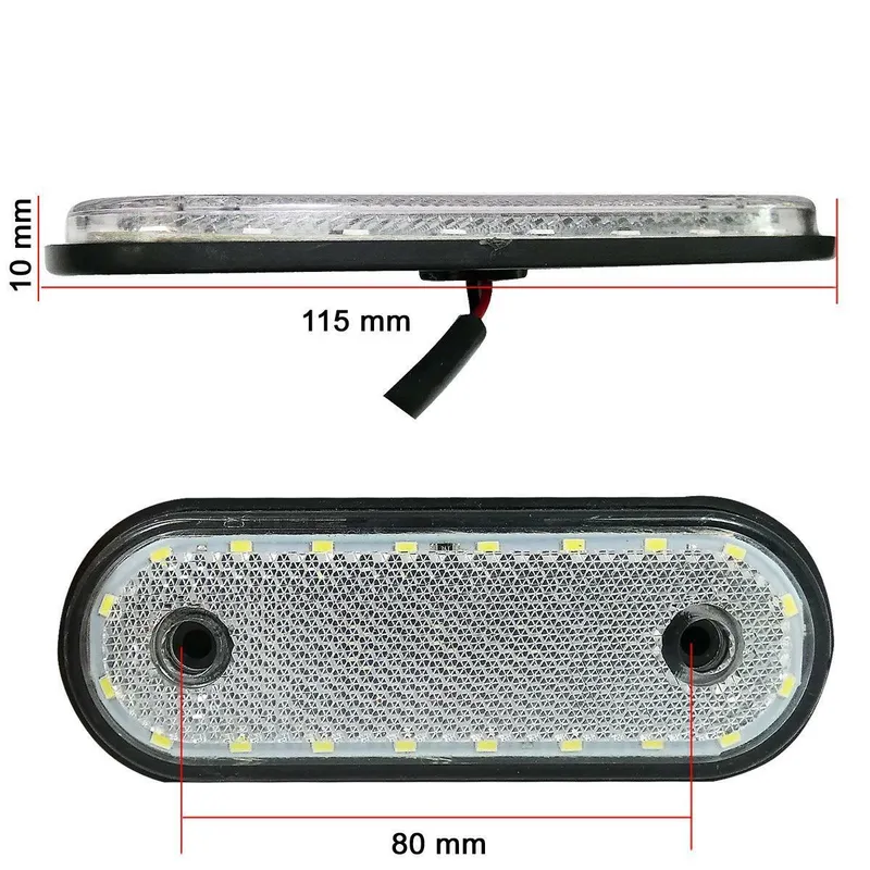 LED Габарит, Маркер, Токос - Бял, Червен, Жълт, 20 Диода - 12V - 24V - за камион бус, ван, каравана, платформа, кемпер - 1