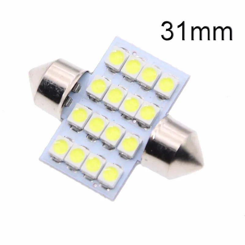 LED Лед Диодни Крушки, 16 SMD 5050 , 31мм, 36мм, 39мм, 41мм, 12V, Бяла Светлина - 1