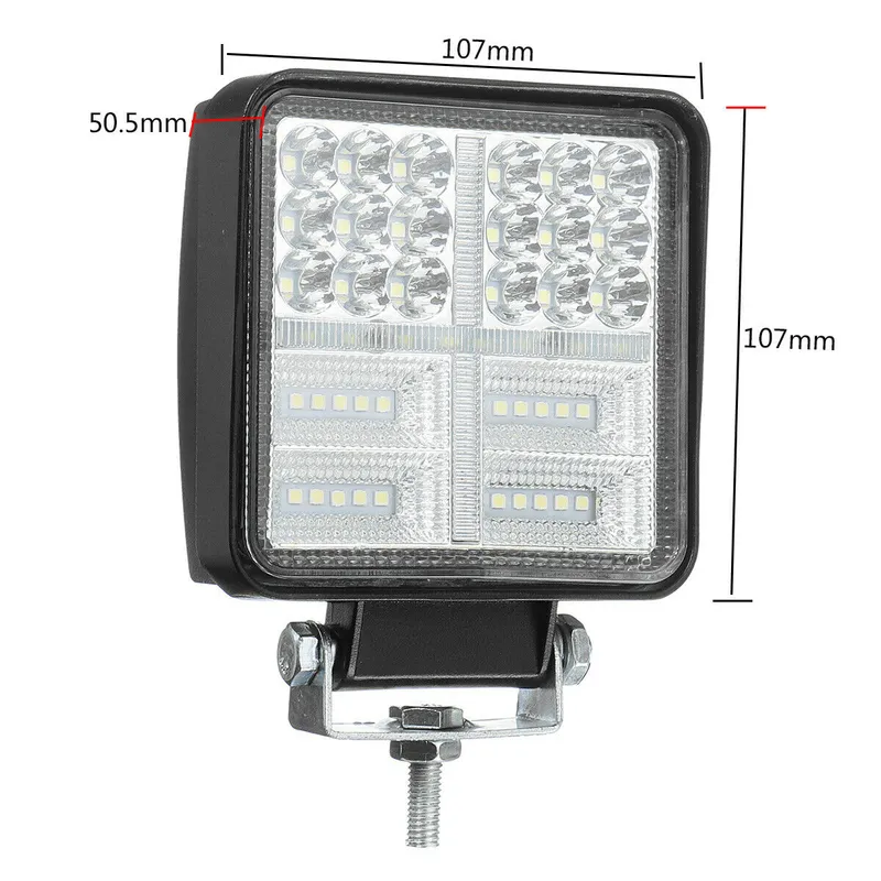 Универсален 162W Лед LED Халоген Фар Работна Лампа 12V - 24V бяла светлина + габаритна оранжева светлина за автомобил офроуд бус ван камион - 1