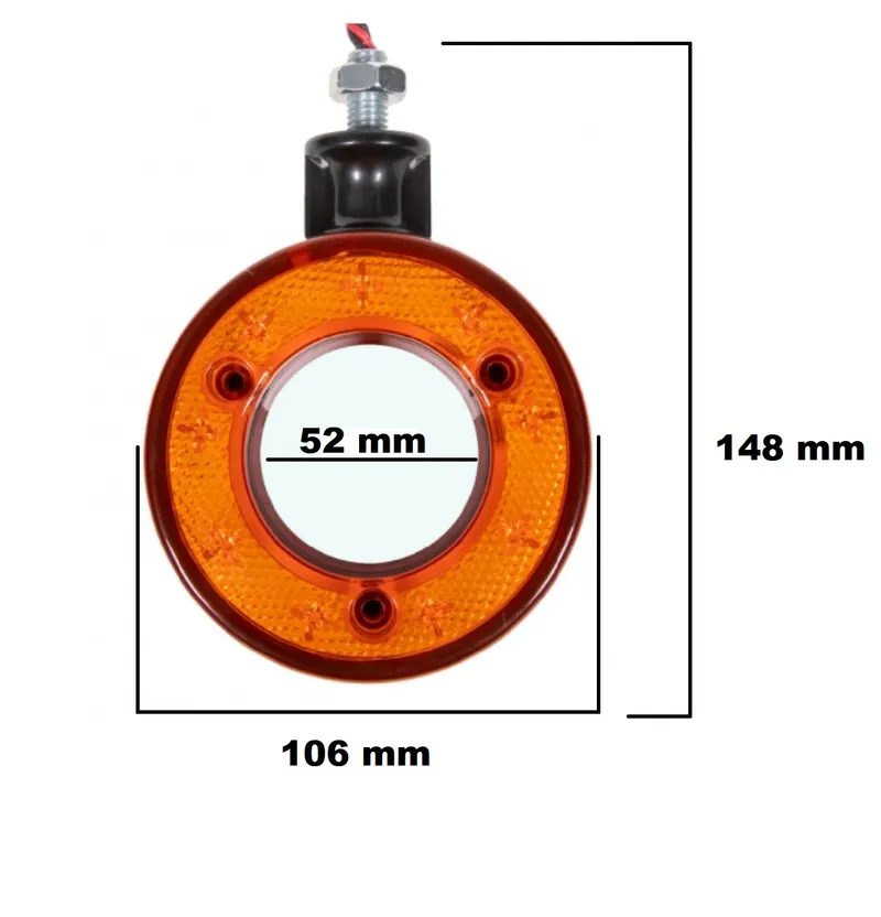 1 бр. Висящ LED габарит / обеца за монтаж под огледало – Червена / Жълта 18 Диода 12V-24V - 1