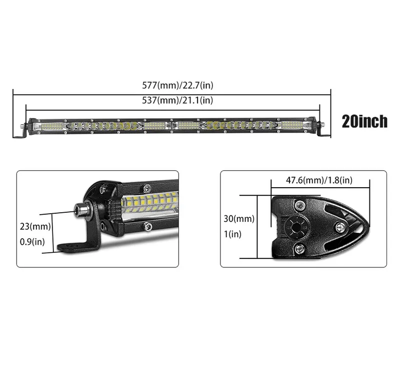 57.7 см Диоден 54 LED Лед Бар 78W Ултра Тънък 12D рефлектор 12-24V Комбинирана Combo - Flood и Spot Светлина - 1