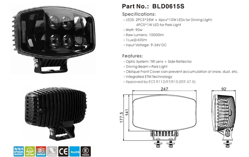 LED ЛЕД 90W Jumbo фар халоген лампа 12V - 24V с DRL parking светлина бяло-жълто за джип камион трактор - 1