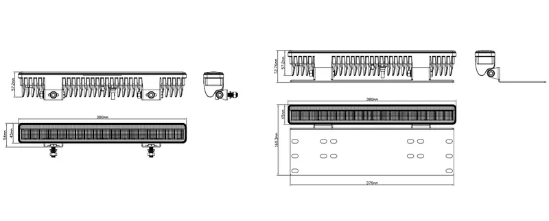38см LED Лед Бар Със Стойка За Номер С Три Функции 55W, 4768lm, 12V - 24V E-Mark Подходящ За Автомобил, Бус, Камион, Селскостопански машини, Трактор, Комбайн, Агро Техника, Сеялка, Пръскачка, Джип, 4X4, Offroad, SUV - 1