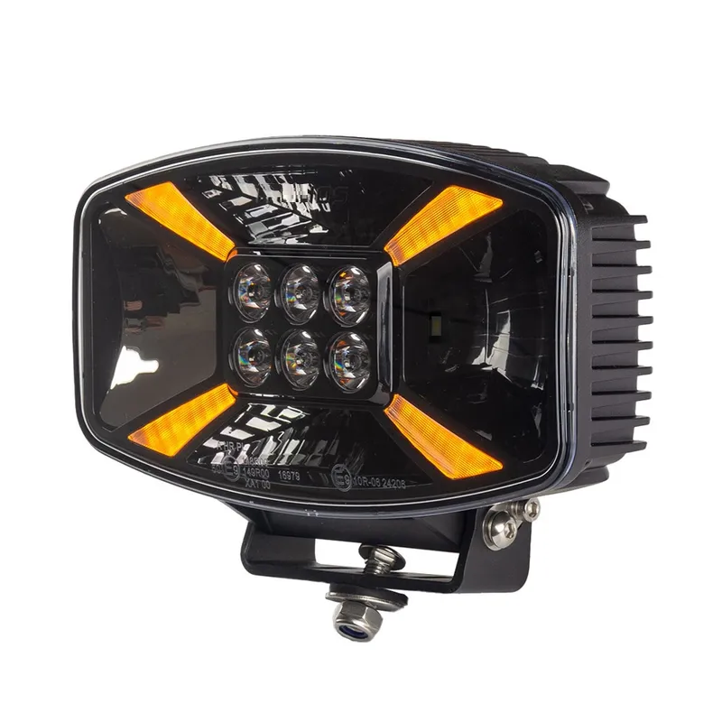 Универсален LED ЛЕД 140W диоден фар халоген лампа 12V - 24V с DRL/parking светлина бяло-жълто за АТВ джип камион трактор земеделски и селскостопански машини 247 x 141 x 83 mm - 1