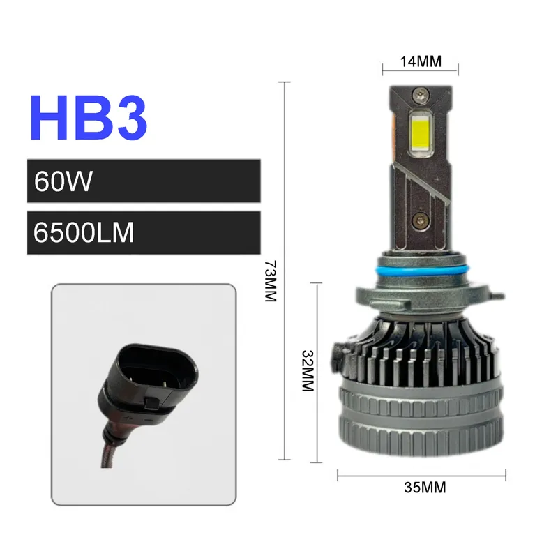 Комплект LED крушки HB3 – 12V-24V 60W 6500LM 6000K CANBUS без грешки - 1