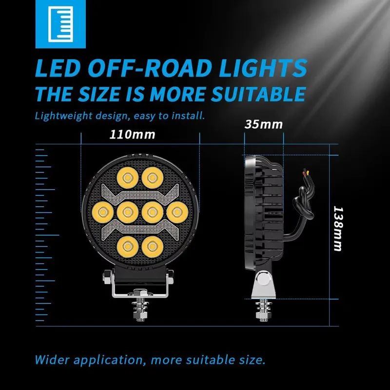 Универсален LED халоген с бяла светлина и оранжева DRL - 8 диода, 12V-24V, IP68, 7 режима на работа, стробоскопичен режим и динамичен мигач - 1