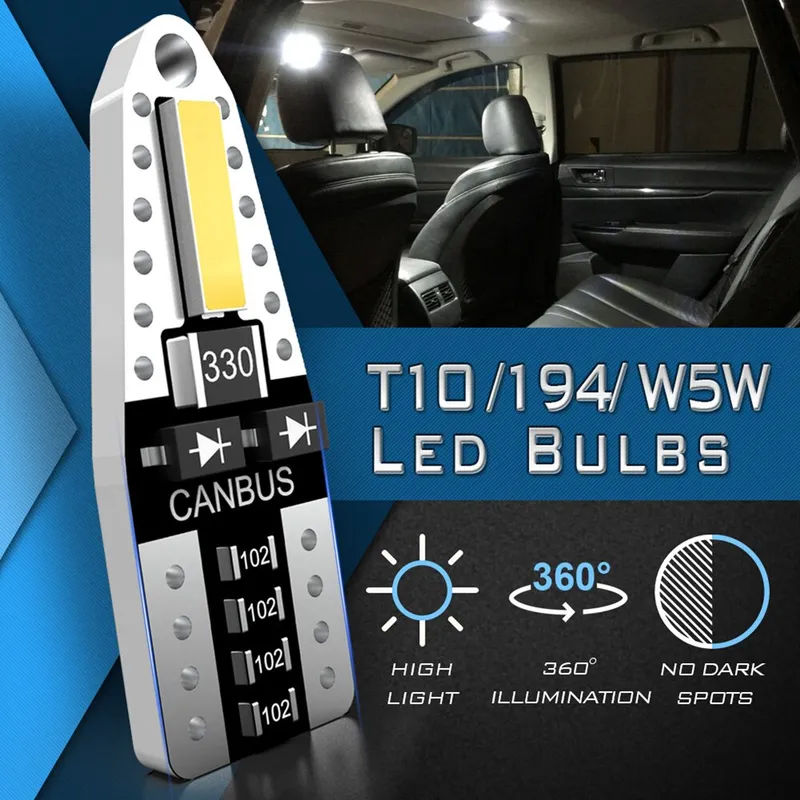 LED Лед Диодни Крушки За Габарит, Т10 W5W, Canbus, 12V, Бяла Светлина - 1