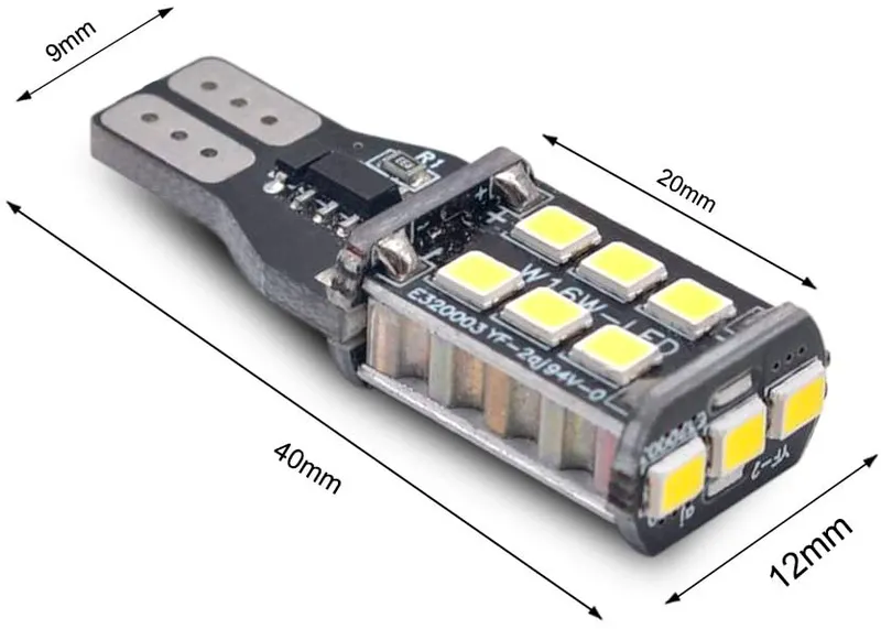 Комплект LED T10 Крушки за Задна Светлина - 6000K Бяла Светлина, 600LM (2 броя) - 1