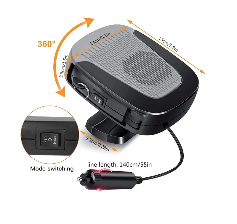 Автомобилна печка с вентилатор 4 сезона 12V 150W – режим отопление / вентилатор, размразяване и обезпотяване - 1