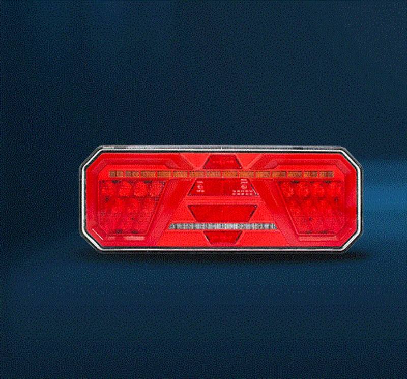 Комплект Ляв + Десен Мултифункционални Диодни LED Лед Стопове с Бягащ Мигач Неон Neon Ефект 12V 24V 350mm X 131mm X 35mm E9 За Бус Камион Тир Ремарке Караванa - 1