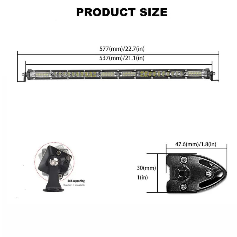 54 см LED Лед Диоден Бар , 9000 lm 180W, Ултра Тънък 12-24V Комбинирана Combo - Flood и Spot Светлина - 1