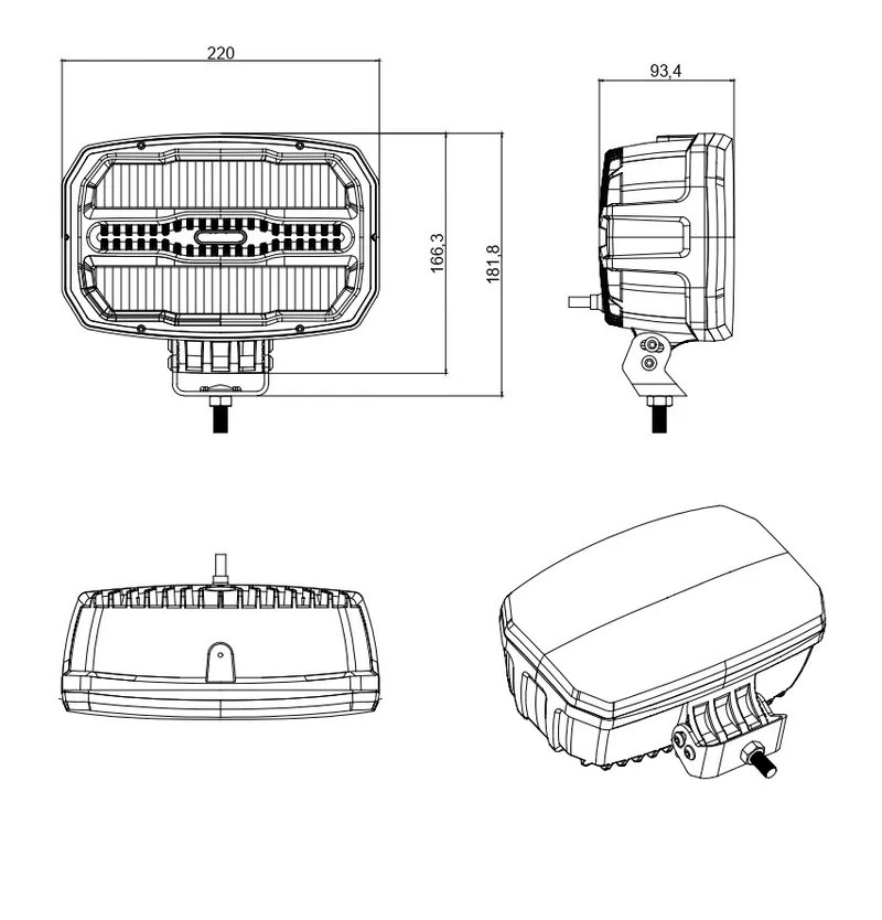 LED комбиниран халоген Flexzon 12–24V, 175W, 11000 lm, оранжев/бял DRL и аварийна блиц светлина с 4 режима, E-mark, IP67/69K - 1