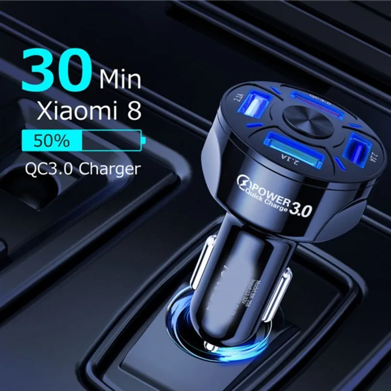 Универсално USB зарядно с 4 порта 12V-24V Quick Charge 3 - 1