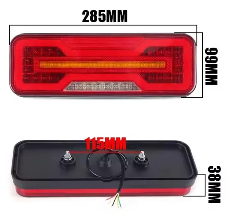 Универсални LED Стопове 12V 24V с Бягащ Мигач, Стоп, Габарит и Заден Ход E9 Сертифицирани Комплект от 2 броя - 1
