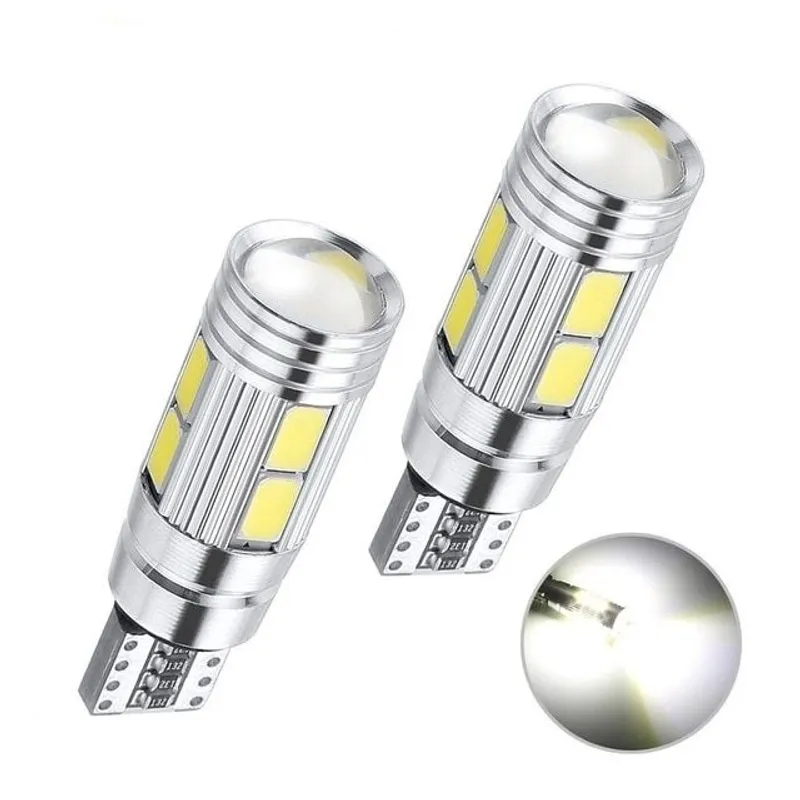 Лед LED Крушка За Габарит, Т10 W5W LED 10 SMD, Canbus, 12V, Бяла Светлина - 1