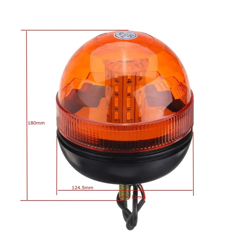 LED Аварийна Сигнална Лампа Маяк Буркан Оранжева Жълта 12V - 24V за трактори комбайни репатраци снегорини аварийни автомобили и др. Е-Mark E9 - 1