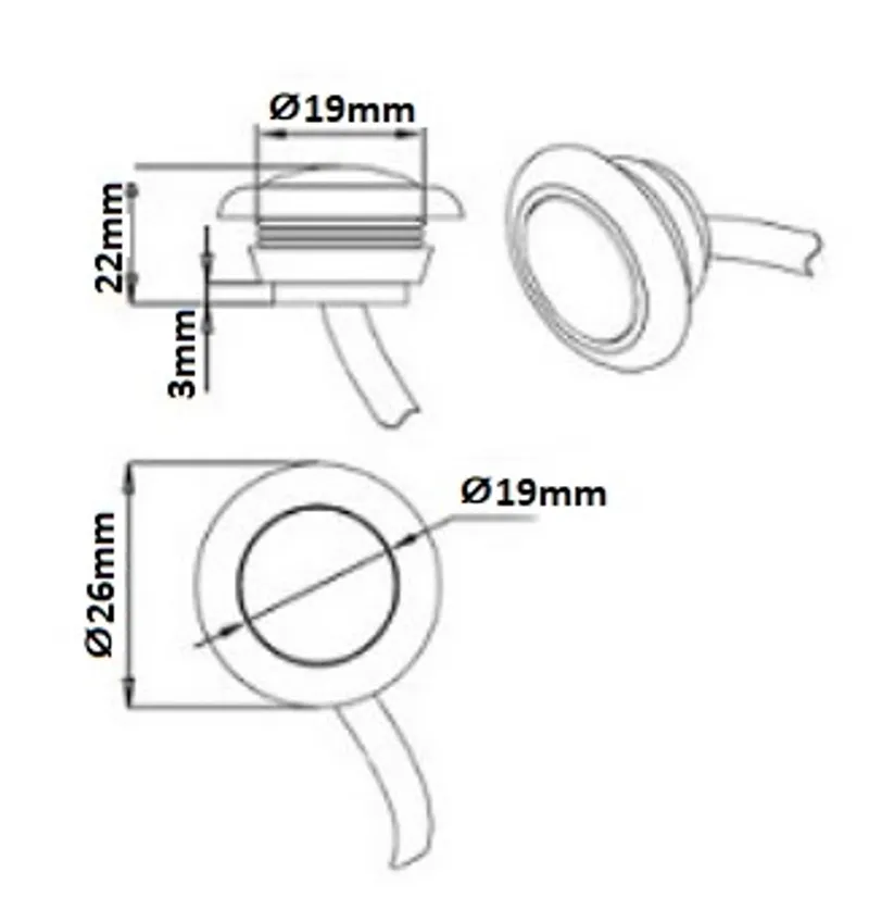 Бял LED Габарит, Тип Копче, Маркер, Токос - 12V - 1