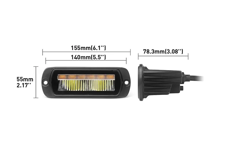 LED комбиниран халоген Flexzon / работна лампа с бял DRL и предупредителна светлина R65, за вграждане, 4 функции, IP65/67K, 12–24V - 1