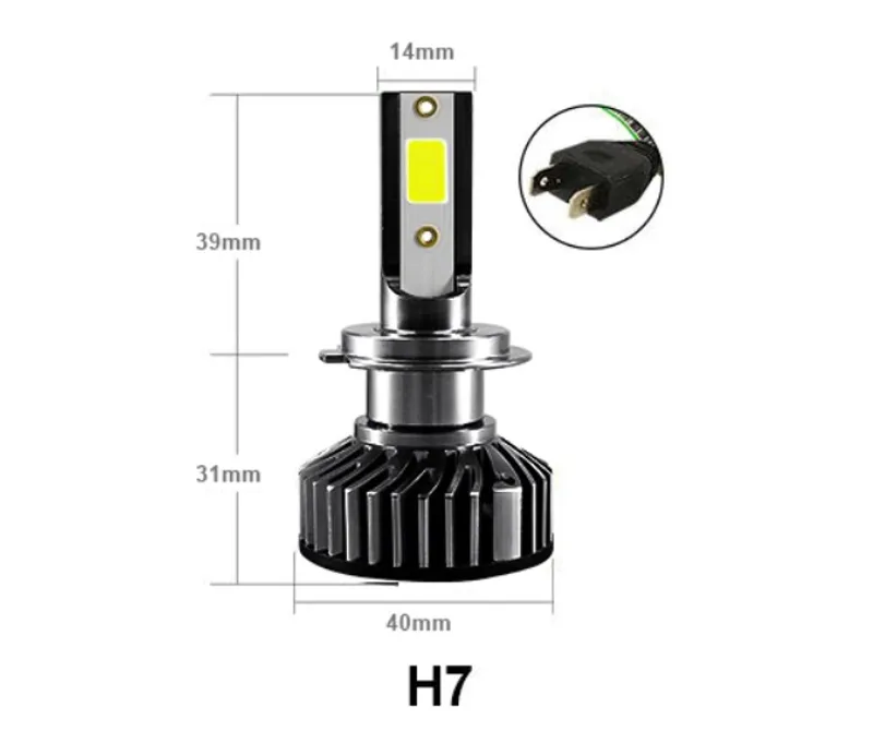 Комплект Умалени Мини LED Крушки H7 12V 24V 72W 10000lm За Фарове Can Bus без Грешки - 1
