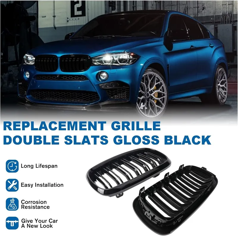 Двойни Бъбреци Решетки За BMW X5 X6 F15 F85 F16 F86 2014+ Черен Гланц Лак - 1