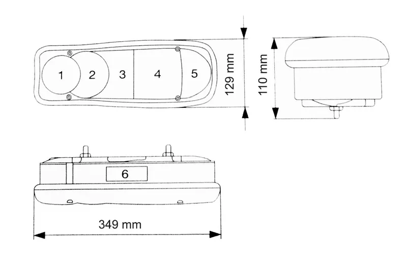 Комплект Стопове с Букса 35cm x 13 cm за бус камион тир ремарке караванa платформа 12V -24V с крушки 6 функции - 1