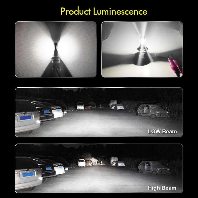 Комплект Умалени Мини LED Диодни Крушки М3 H4 9V 12V 24V 50W 5000lm - 1