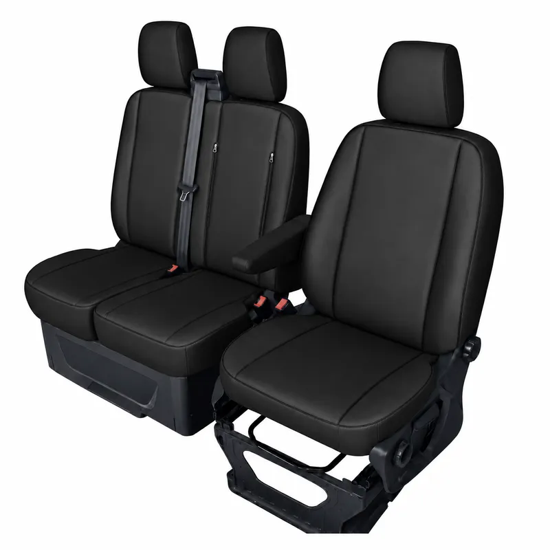 Комплект 2+1 Тапицерия за FORD TRANSIT CUSTOM 2009+ – Еко кожа, Черна, 8 части - 1