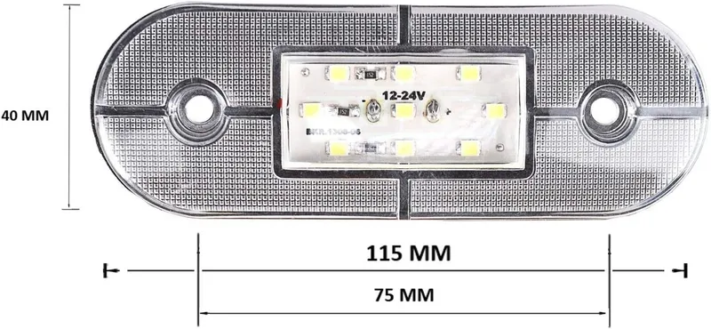 24V ЛЕД LED Бял диоден маркер габарит токос със 9 светодиода за камион ремарке бус ван каравана платформа и др. - 1