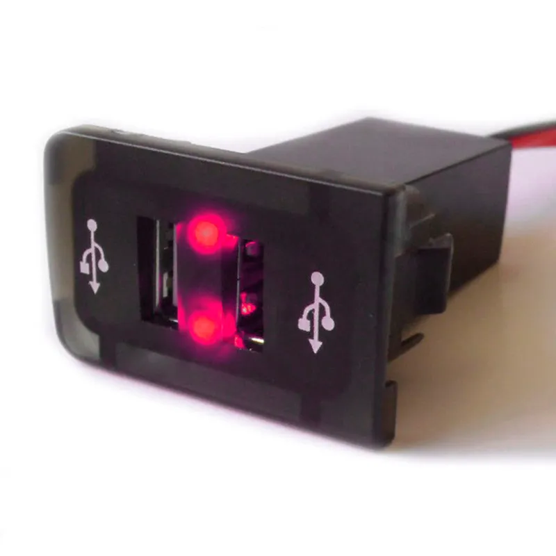 USB зарядно с два USB изхода за автомобил Голф 4/Бора 4 VW Golf 4 Bora 4 Червен Цвят - 1