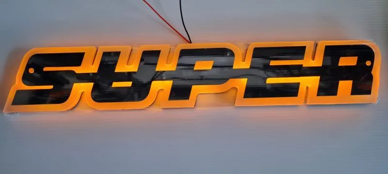 Светодиоден LED Надпис табела SUPER 24V оранжева светлина 40 x 7cm - 1