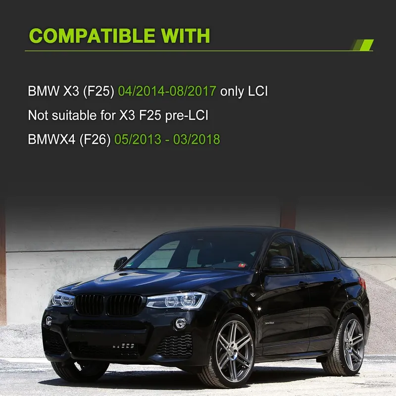 Двойни Бъбреци Решетки За БМВ BMW X3 X4 FACELIFT F25 F26 2014 - 2017г. Черен Гланц Лак - 1