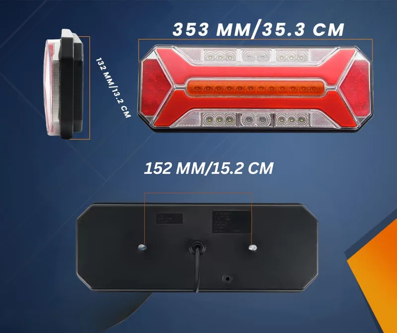 LED стоп с 5 функции за камион и ремарке, динамичен мигач, стоп светлина, заден ход, мъгла, IP66, 12–24V - 1