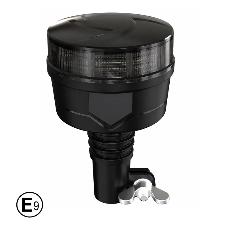 LED оранжева аварийна лампа с опушен корпус, 36 LED, 19W, 12–24V, 7 режима, E-Mark E9, ECE R65/R10, IP67, монтаж на стойка - 1