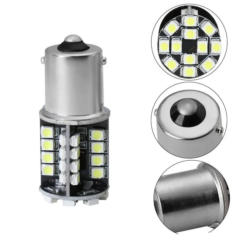 LED Лед Крушки, Мигач, 44 SMD, Canbus, 1156 (P21W), 12V, Оранжева, Жълта Светлина - 1